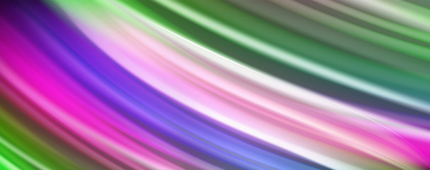 Modern rainbow liquid color flow colorful poster. Wave Liquid shape in black color background. Abstract composition