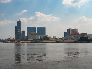 Fototapeta na wymiar Phnom Penh skyline from Tourist Boar, Cambodia