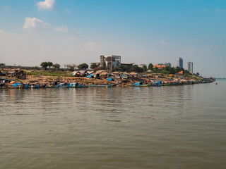 Phnom Penh skyline from Tourist Boar, Cambodia