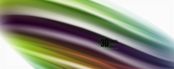 Modern techno Fluid color flow on white colorful poste. Art for your design