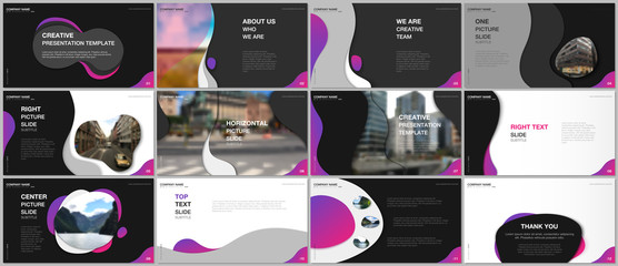 Minimal presentations design, portfolio vector templates with fluid colorful trendy gradients geometric shapes. Multipurpose template for presentation slide, flyer leaflet, brochure cover, report.
