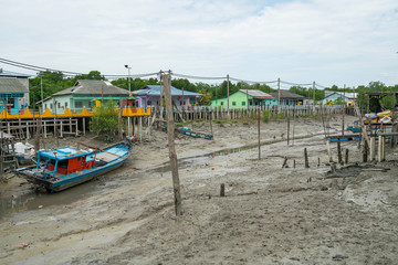 colorful boats in Pulau Ketam island, Malaysia