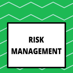 Writing note showing Risk Management. Business concept for evaluation of financial hazards or problems with procedures Big square background inside one thick bold black outline frame