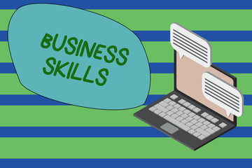 Writing note showing Business Skills. Business concept for An ability to acquire systematic effort...