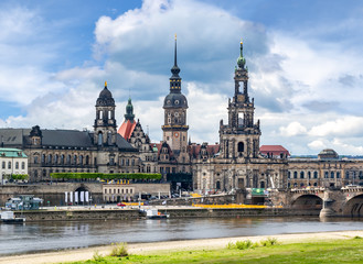 Dresden cityscape with Cathedral and Castle, Saxony, Germany