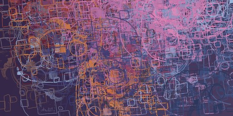 Artistic sketch backdrop material. Abstract geometric pattern. Chaos and random. Modern art drawing painting. 2d illustration. Digital texture wallpaper. 