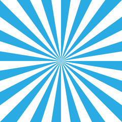 Blue and white retro sunburst background. Sun and rays. Vector illustration