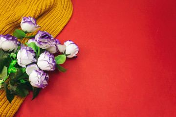 bouquet of white and purple flowers
