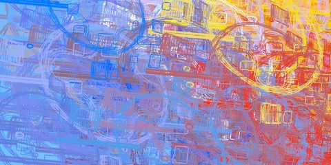 Artistic sketch backdrop material. Abstract geometric pattern. Chaos and random. Modern art drawing painting. 2d illustration. Digital texture wallpaper. 