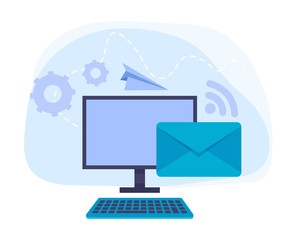 Online internet mail envelope concept. Vector flat cartoon graphic design isolated illustration
