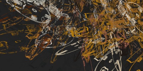 Artistic sketch backdrop material. Abstract geometric pattern. Chaos and random. Modern art drawing painting. 2d illustration. Digital texture wallpaper. 