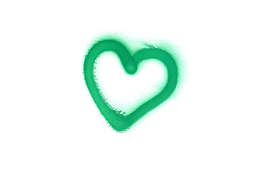 Graffiti heart sign sprayed on white isolated background