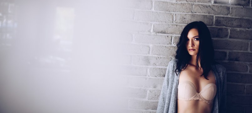 Bad girl, beauty seductive brunette woman