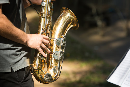 Street Musician Playing Saxophone