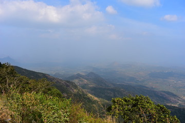 Fototapeta na wymiar View of Cumbam Valley from Meghamalai Hills in Tamil Nadu