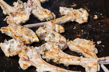 grilled ribs on soapstone, it is a natural method with perfect cooking.
