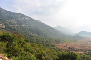 Obraz premium Western Ghats View from Meghamalai Hills in Tamil Nadu