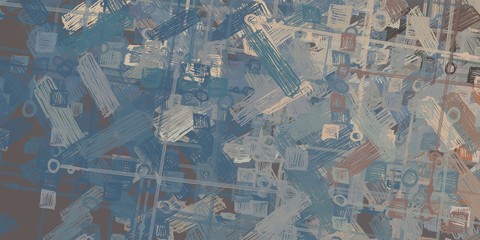 Artistic sketch backdrop material. Abstract geometric pattern. Chaos and random. Modern art drawing painting. 2d illustration. Digital texture wallpaper. 