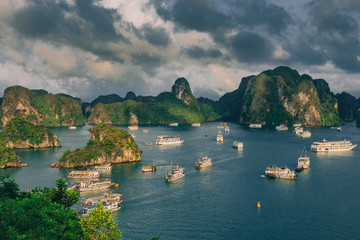 Panorama of Ha long bay in Vietnam