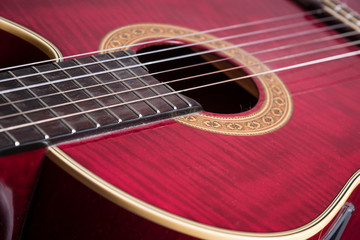 my spanish guitar, view of my spanish red guitar. music, art