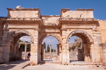 Obraz premium Ancient city of Ephesus, Turkey, Celsus Library in Ephesus,
