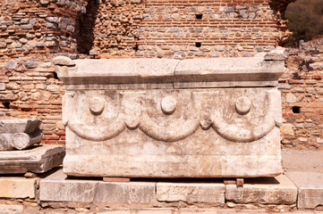 Ancient Greek tomb in Ephesus ancient city, Turkey.