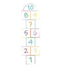 illustration with hopscotch game. Children street game. playground with numbers.