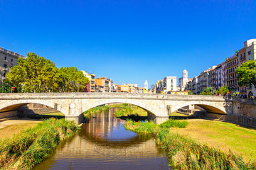 Cityscape, view of Girona, Catalonia, Spain