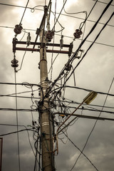 electric pole and wires in asia
