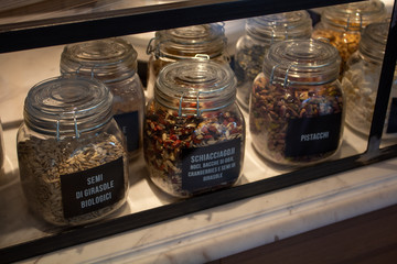 Seeds in jars for food use