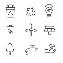 Set of ecology related icon with outline design suitable or modern graphic design