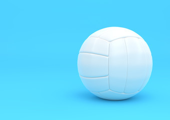 White volleyball isolated on a blue background. 3D rendering illustration