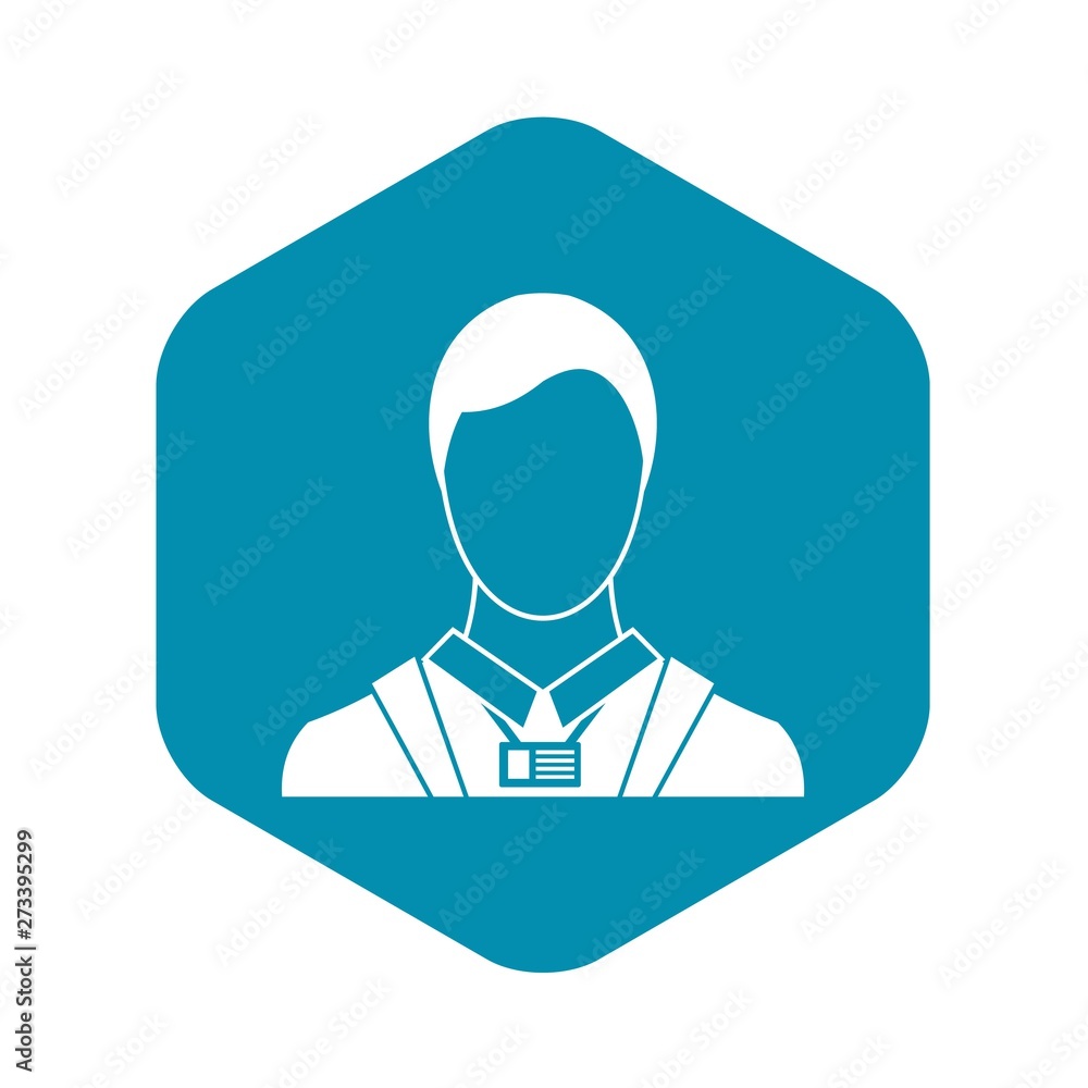 Poster businessman with identity name card icon in simple style on a white background vector illustration