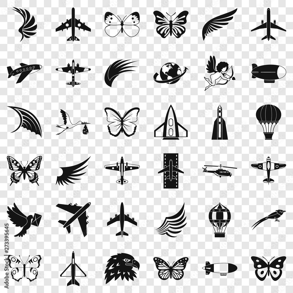 Aufkleber rocket icons set. simple style of 36 rocket vector icons for web for any design
