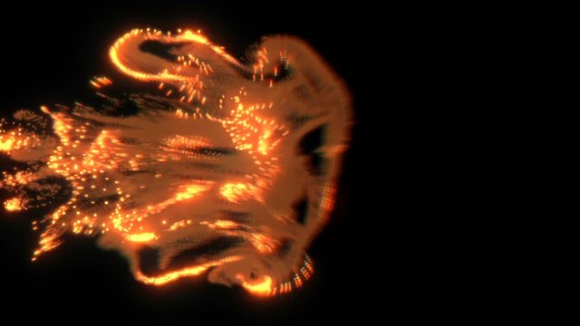 Bright fire elements move in a fluid like way in this animation.