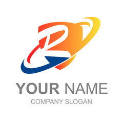 R letter logo with display inside shield and simple, logo ready to use