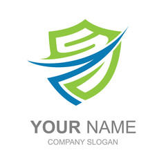 logo shield and letter S, line logo with simple look