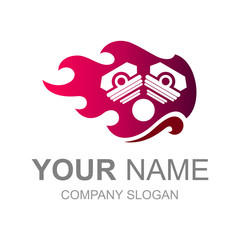 logo mechanic and fire. machine logo design 