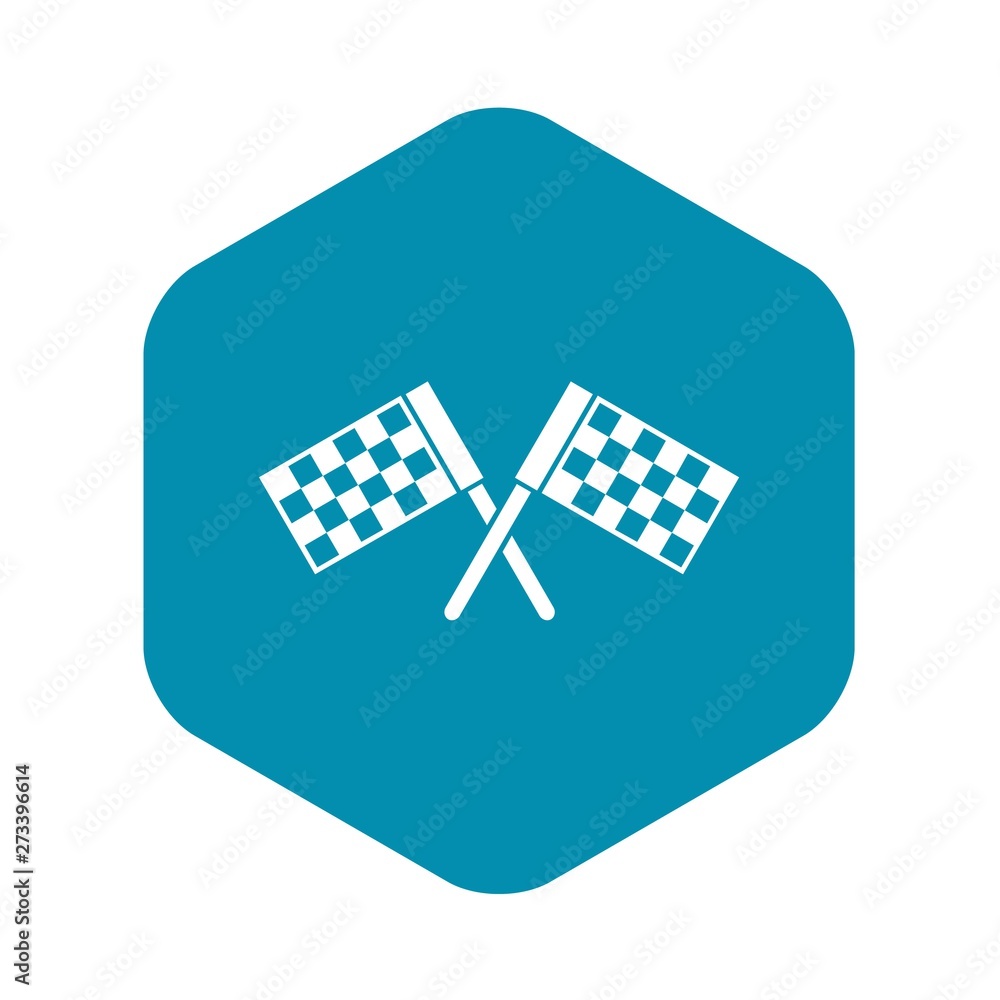 Poster crossed chequered flags icon in simple style on a white background vector illustration