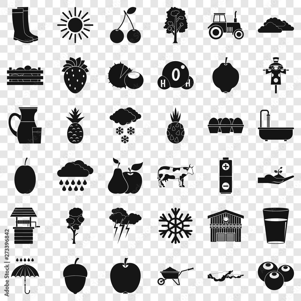Poster autumn icons set. simple style of 36 autumn vector icons for web for any design