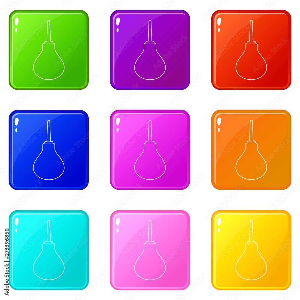 Poster enema icons set 9 color collection isolated on white for any design