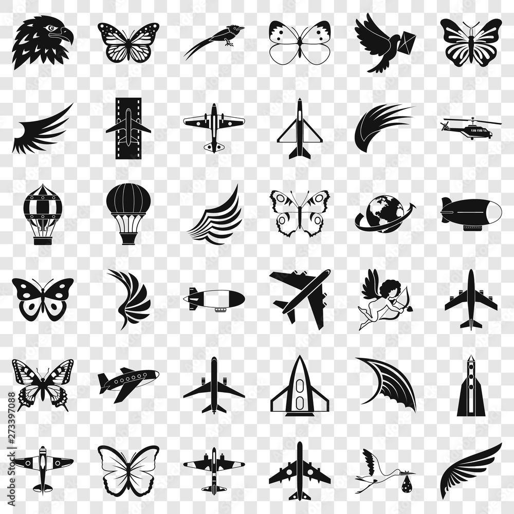 Poster transport icons set. simple style of 36 transport vector icons for web for any design