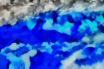 Abstract grunge background. Dirty style pattern. Simple painting art template with large textured brush strokes. Colorful pretty texture drawing by hand. Digital indigo wallpaper. Vintage backdrop.