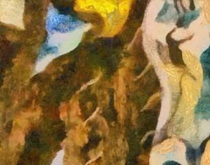 Abstract grunge background. Dirty style pattern. Simple painting art template with large textured brush strokes. Colorful pretty texture drawing by hand. Digital indigo wallpaper. Vintage backdrop.