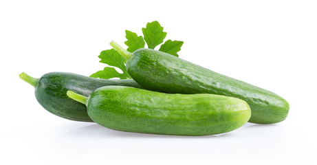 Cucumber with leaf isolated on a white background. full depth of field