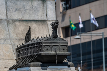 Geobukseon (Korean Turtle Ship) replica sculpture in Gwanghwamun agora