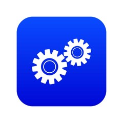 Two gears icon digital blue for any design isolated on white vector illustration