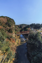 Fototapeta na wymiar 秋の養老渓谷の渓谷橋からみた風景