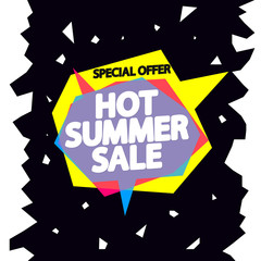 Hot Summer Sale, speech bubble banner design template, special offer, discount tag, vector illustration