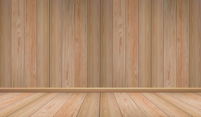 wood wall and perspective wooden floor texture. Concept interior vintage style
